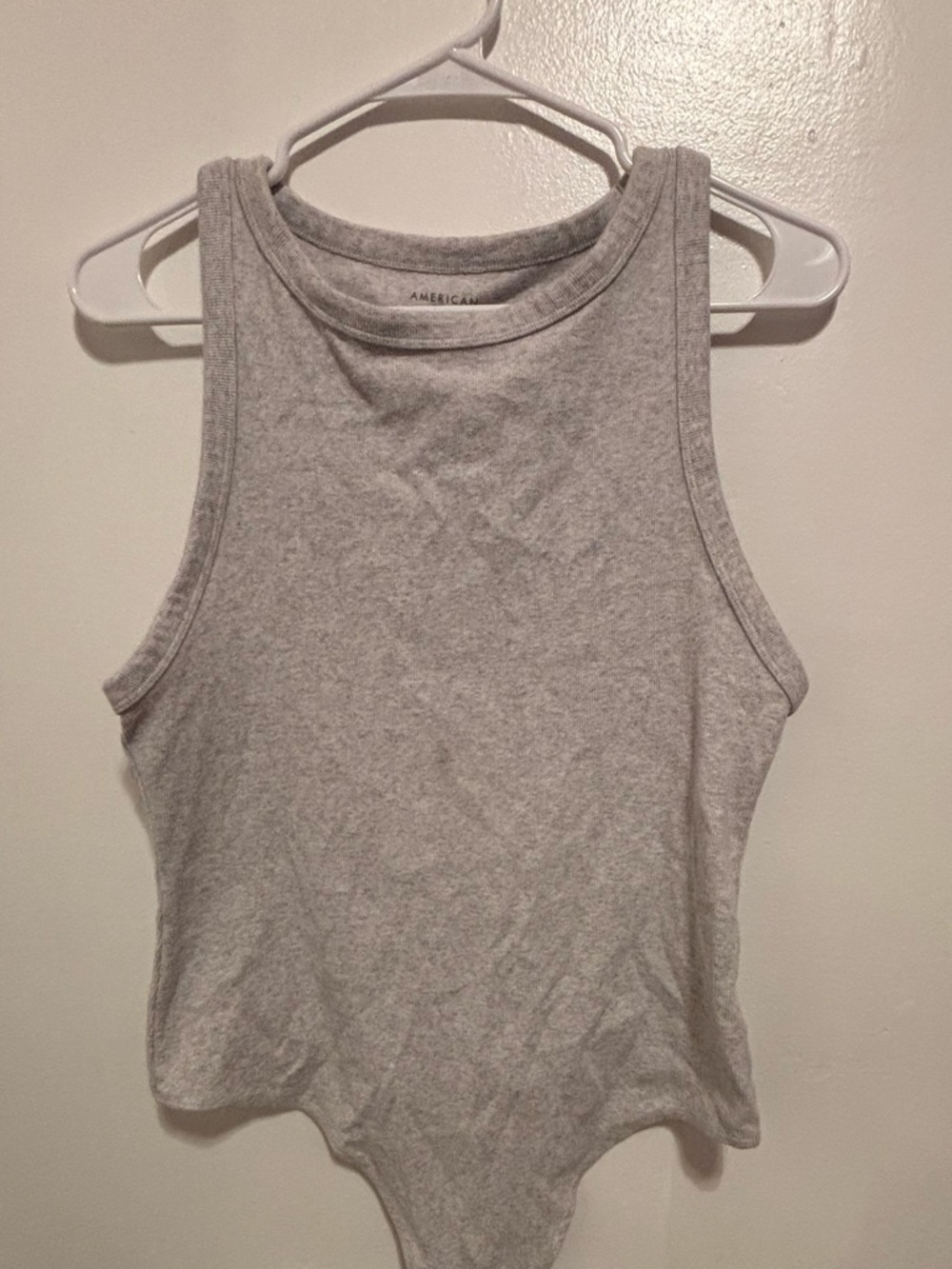 American Eagle Outfitters Light Gray Ribbed Tank Bodysuit